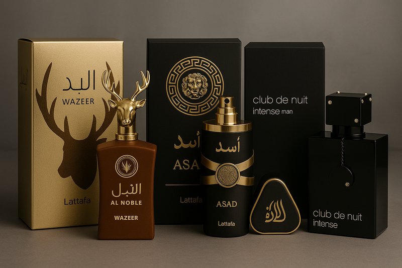 Kit Exclusivo de Perfumes Masculinos Importados – Asad, Club de Nuit & Al Noble Wazeer | Fragrâncias Premium de Longa Duração